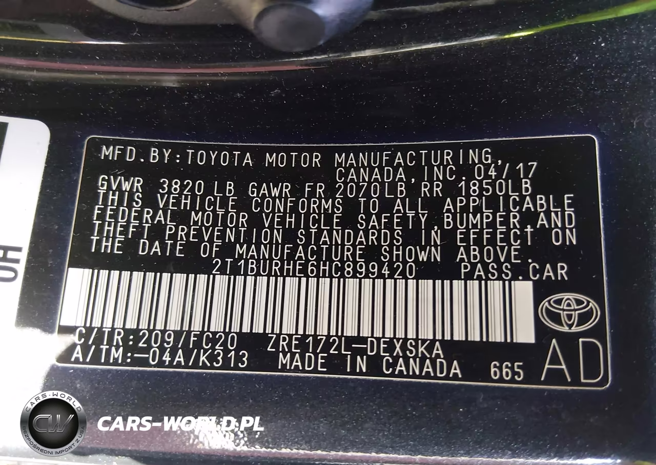2017 Toyota Corolla Se VIN:2T1BURHE6HC899420 - 9