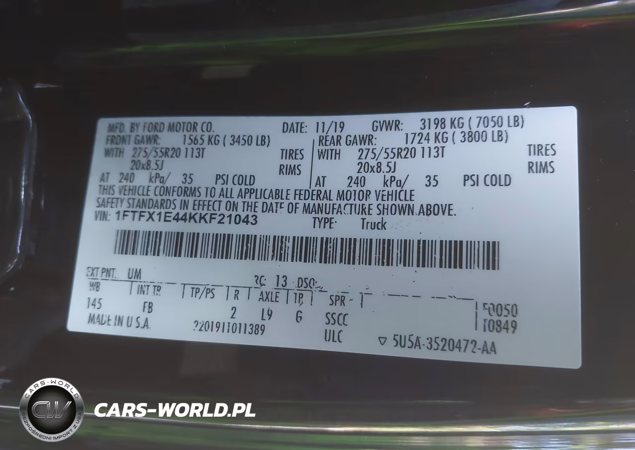 2019 Ford F-150 Xlt VIN:1FTFX1E44KKF21043 - 9