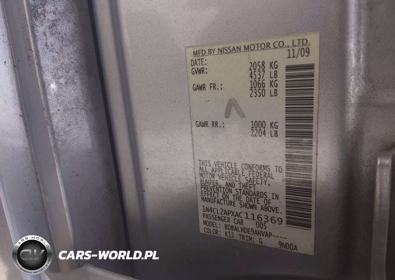 2010 Nissan Altima Hybrid VIN:1N4CL2APXAC116369 - 9