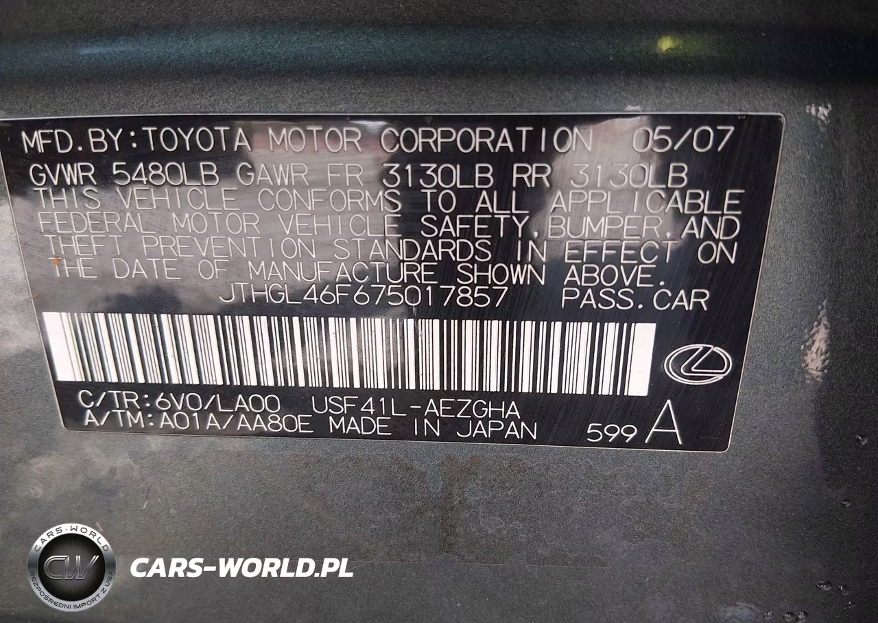 2007 Lexus Ls 460 L VIN:JTHGL46F675017857 - 9