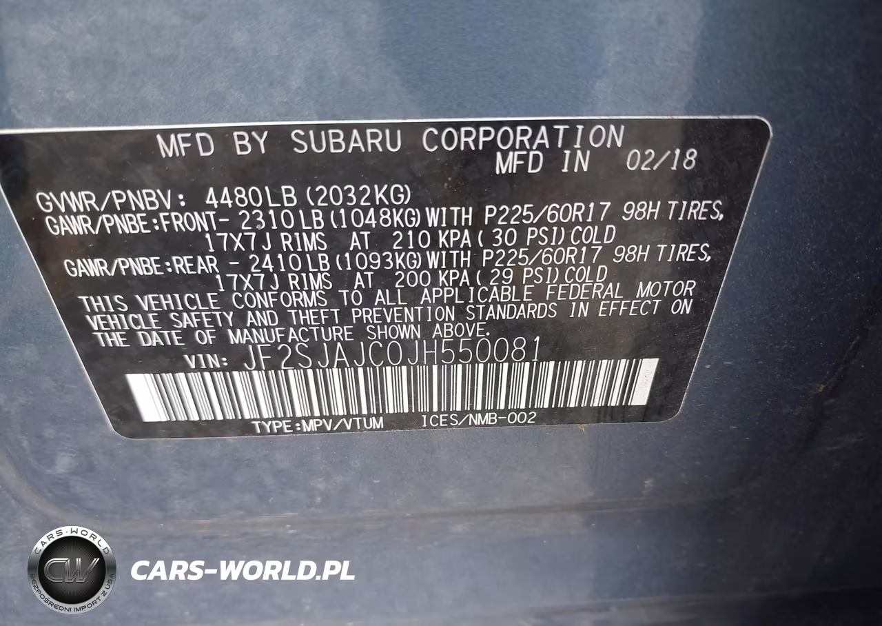 2018 Subaru Forester 2.5I Limited VIN:JF2SJAJC0JH550081 - 9