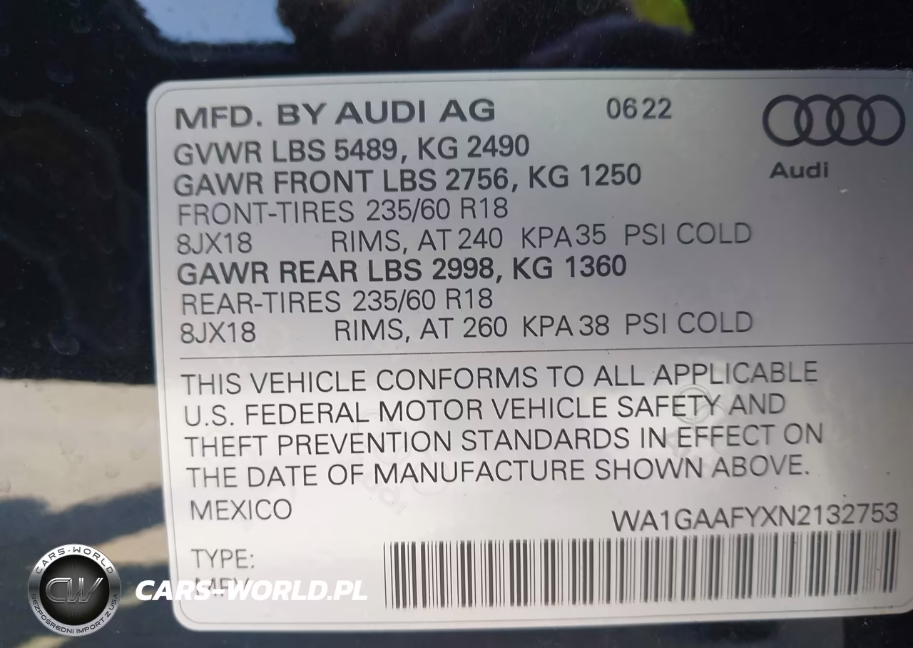 2022 Audi Q5 Premium 45 Tfsi S Line Quattro S Tronic VIN:WA1GAAFYXN2132753 - 9