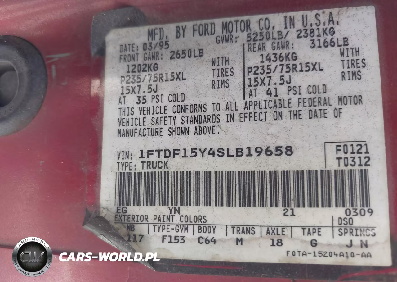 1995 Ford F150 VIN:1FTDF15Y4SLB19658 - 9
