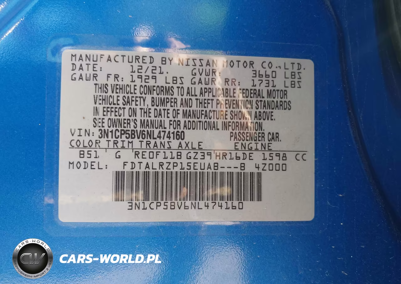 2022 Nissan Kicks S Xtronic Cvt VIN:3N1CP5BV6NL474160 - 9