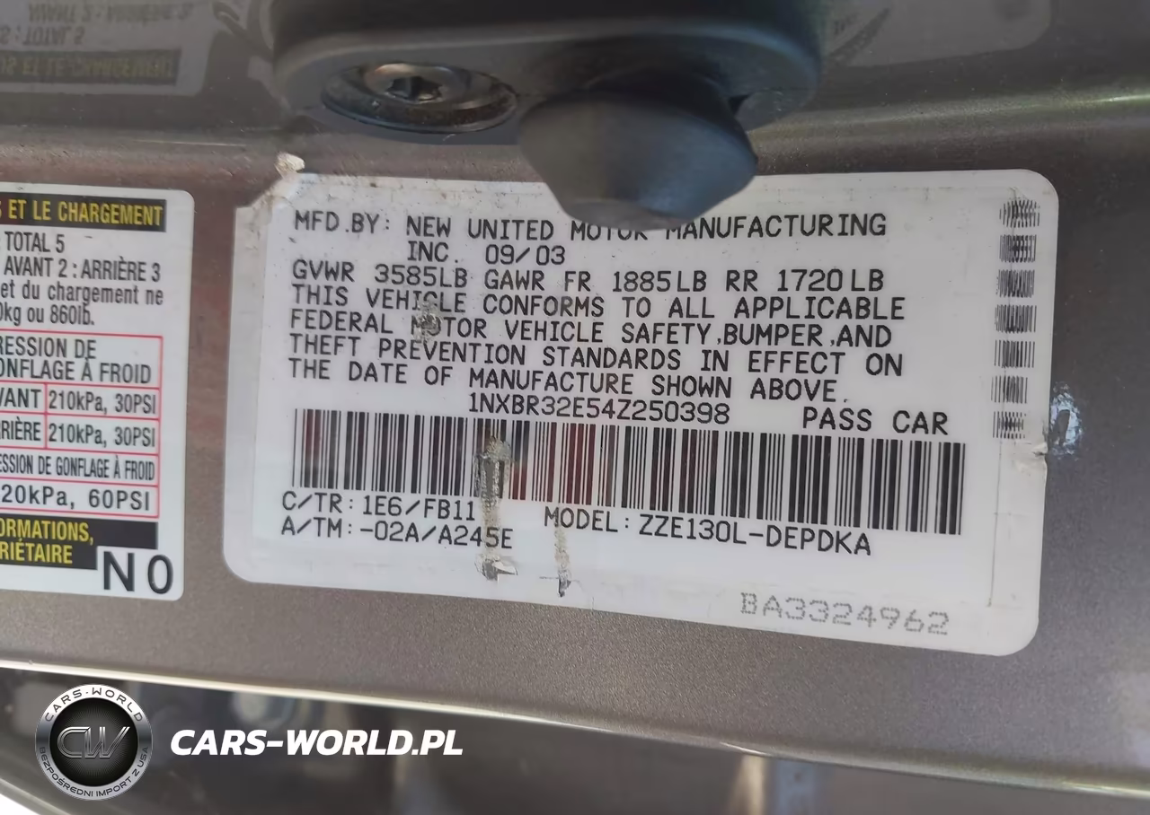 2004 Toyota Corolla Ce VIN:1NXBR32E54Z250398 - 9