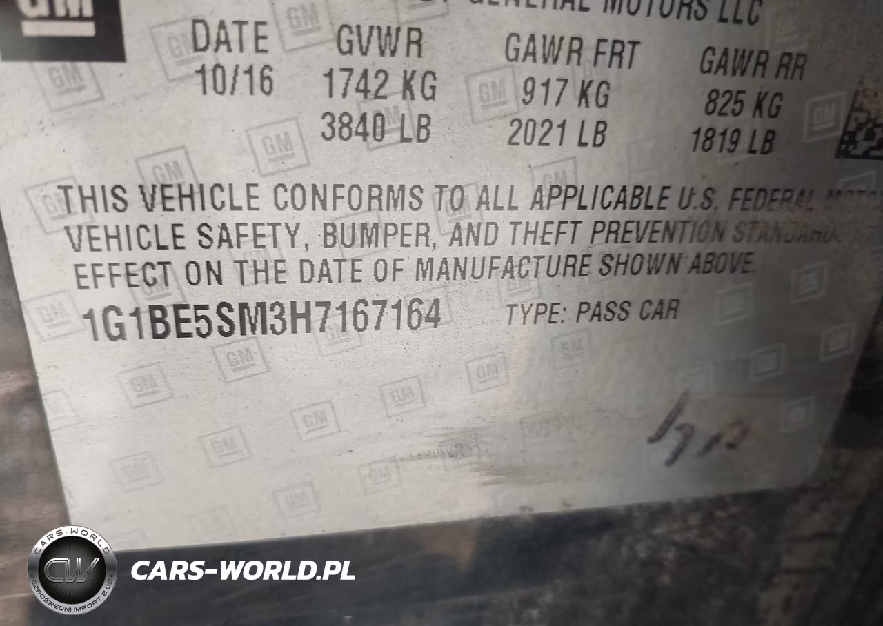 2017 Chevrolet Cruze Lt Auto VIN:1G1BE5SM3H7167164 - 9
