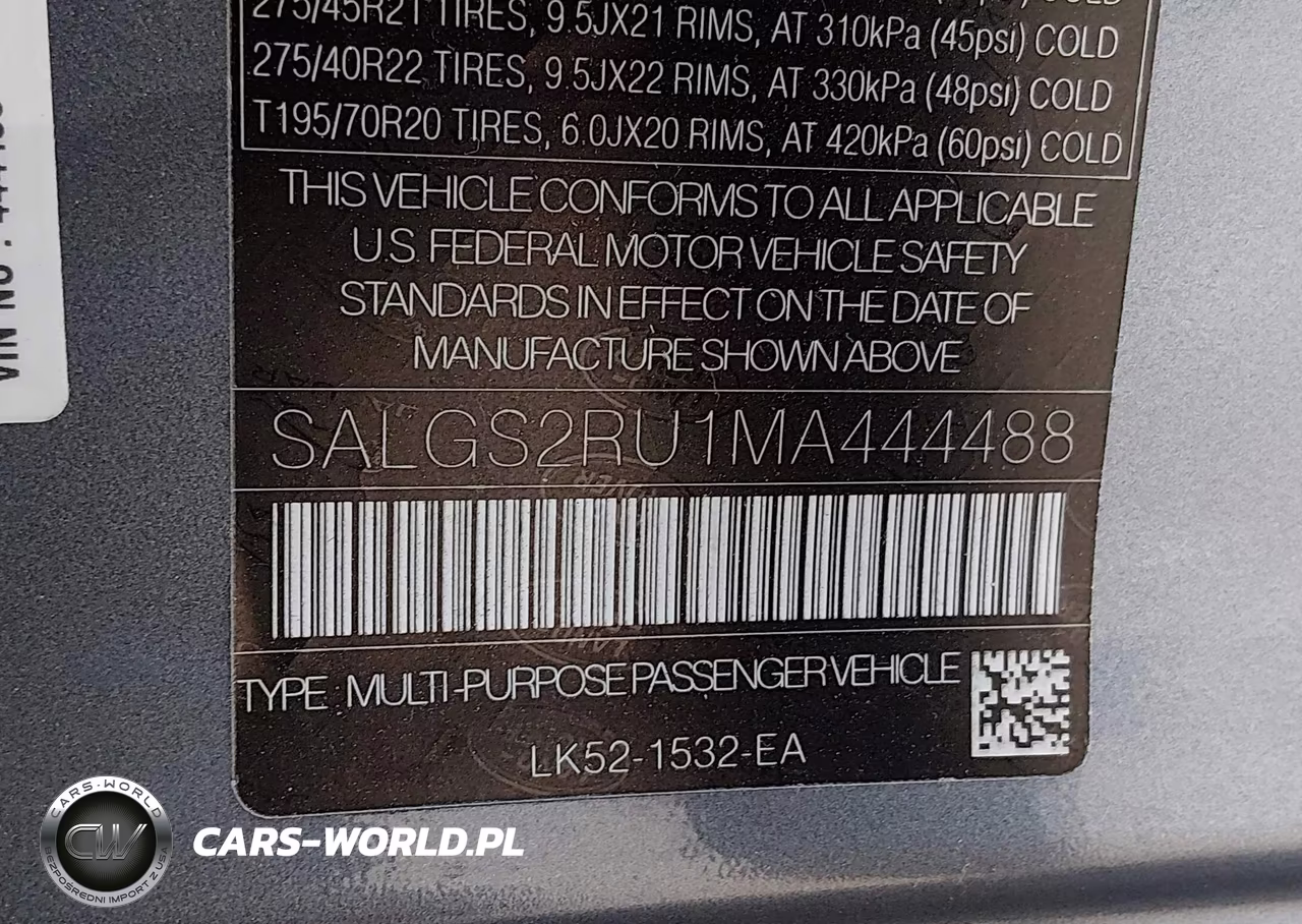 2021 Land Rover Range Rover Westminster VIN:SALGS2RU1MA444488 - 9