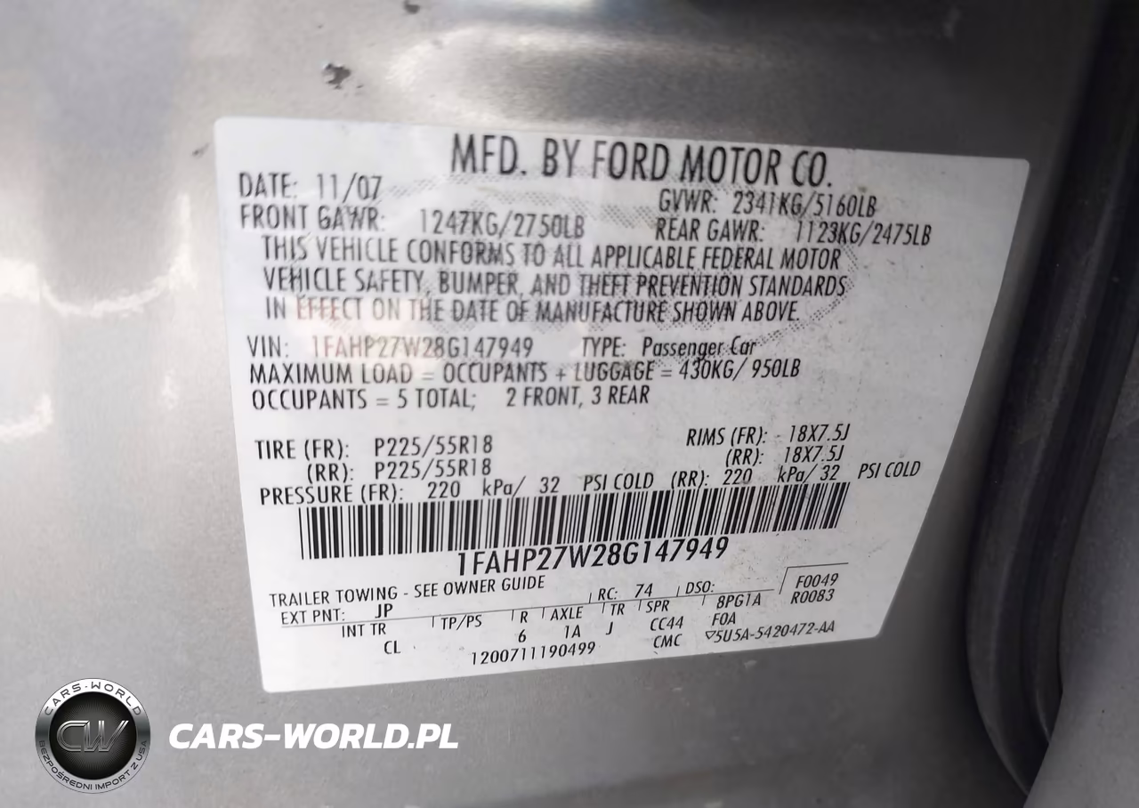 2008 Ford Taurus Sel VIN:1FAHP27W28G147949 - 9
