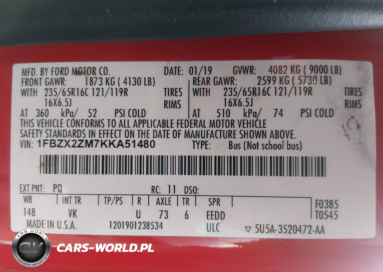 2019 Ford Transit-350 Xl VIN:1FBZX2ZM7KKA51480 - 9