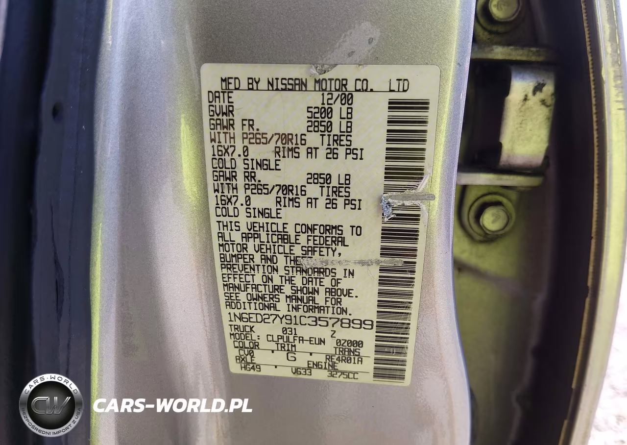 2001 Nissan Frontier Se-V6 VIN:1N6ED27Y91C357899 - 9