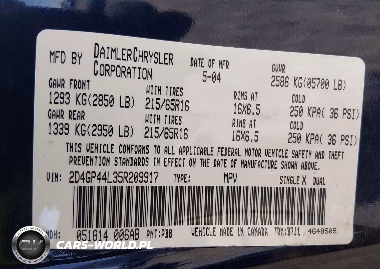 2005 Dodge Grand Caravan Sxt VIN:2D4GP44L35R209917 - 9