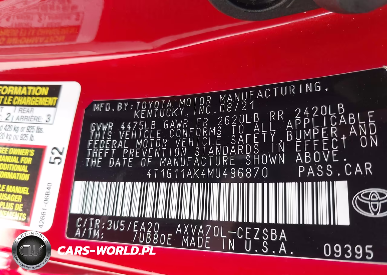 2021 Toyota Camry Se VIN:4T1G11AK4MU496870 - 9