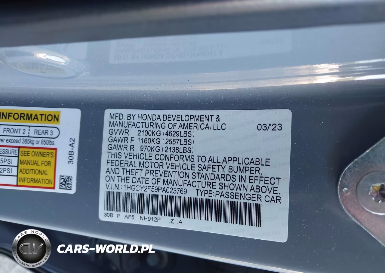 2023 Honda Accord Hybrid Sport VIN:1HGCY2F59PA023769 - 9