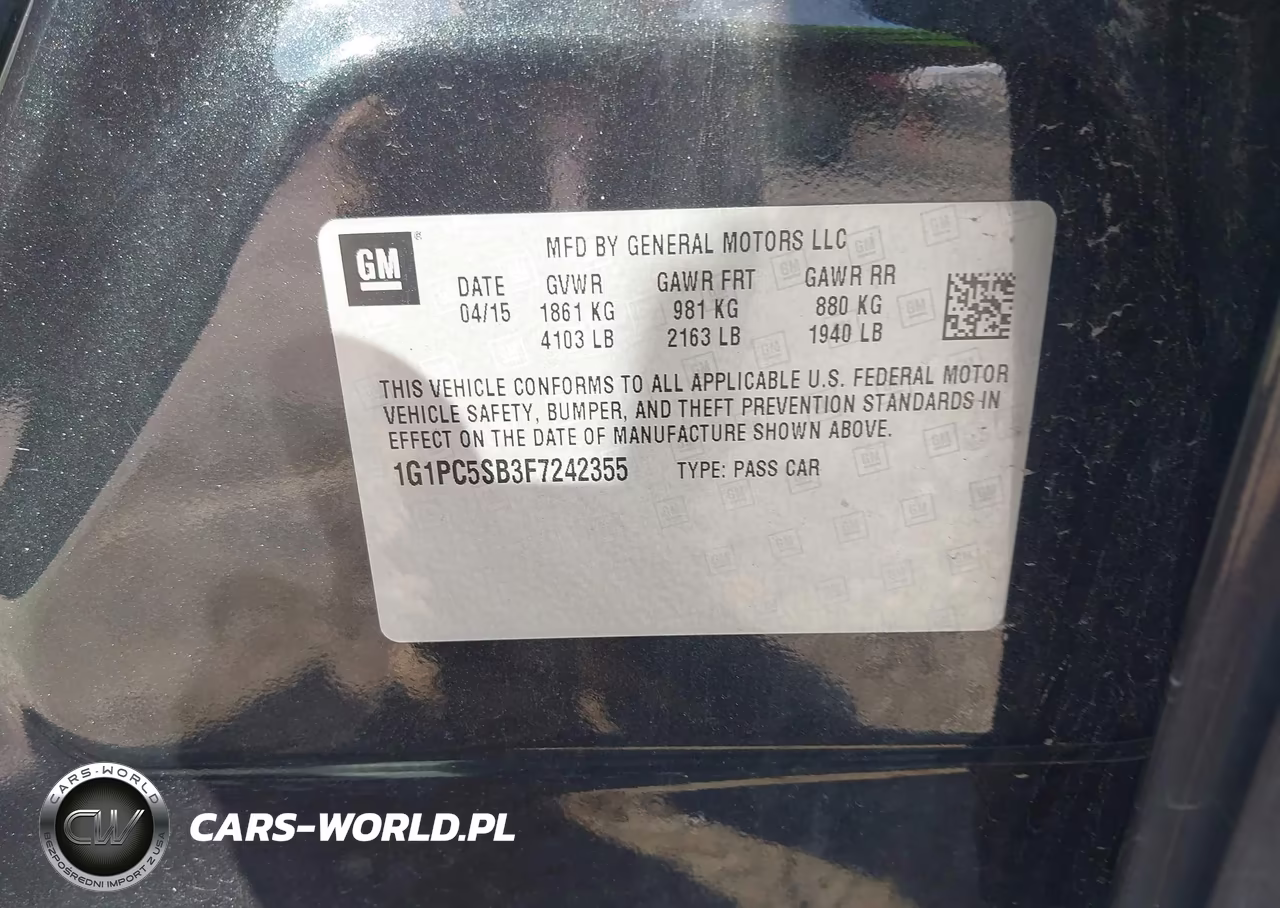 2015 Chevrolet Cruze 1Lt Auto VIN:1G1PC5SB3F7242355 - 9