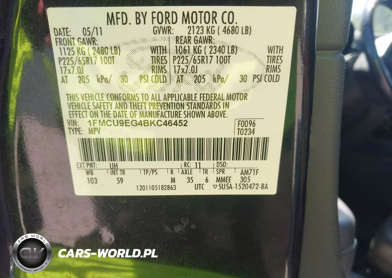 2011 Ford Escape Limited VIN:1FMCU9EG4BKC46452 - 9