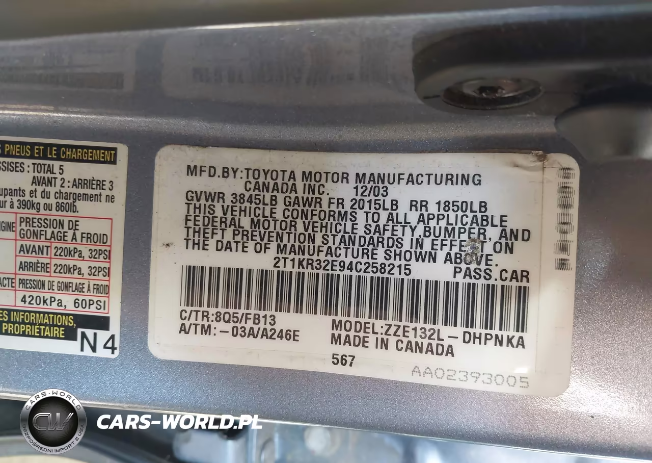2004 Toyota Matrix Xr VIN:2T1KR32E94C258215 - 9