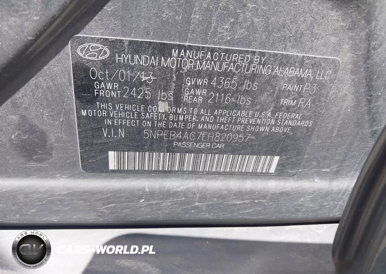 2014 Hyundai Sonata Gls VIN:5NPEB4AC7EH820957 - 9