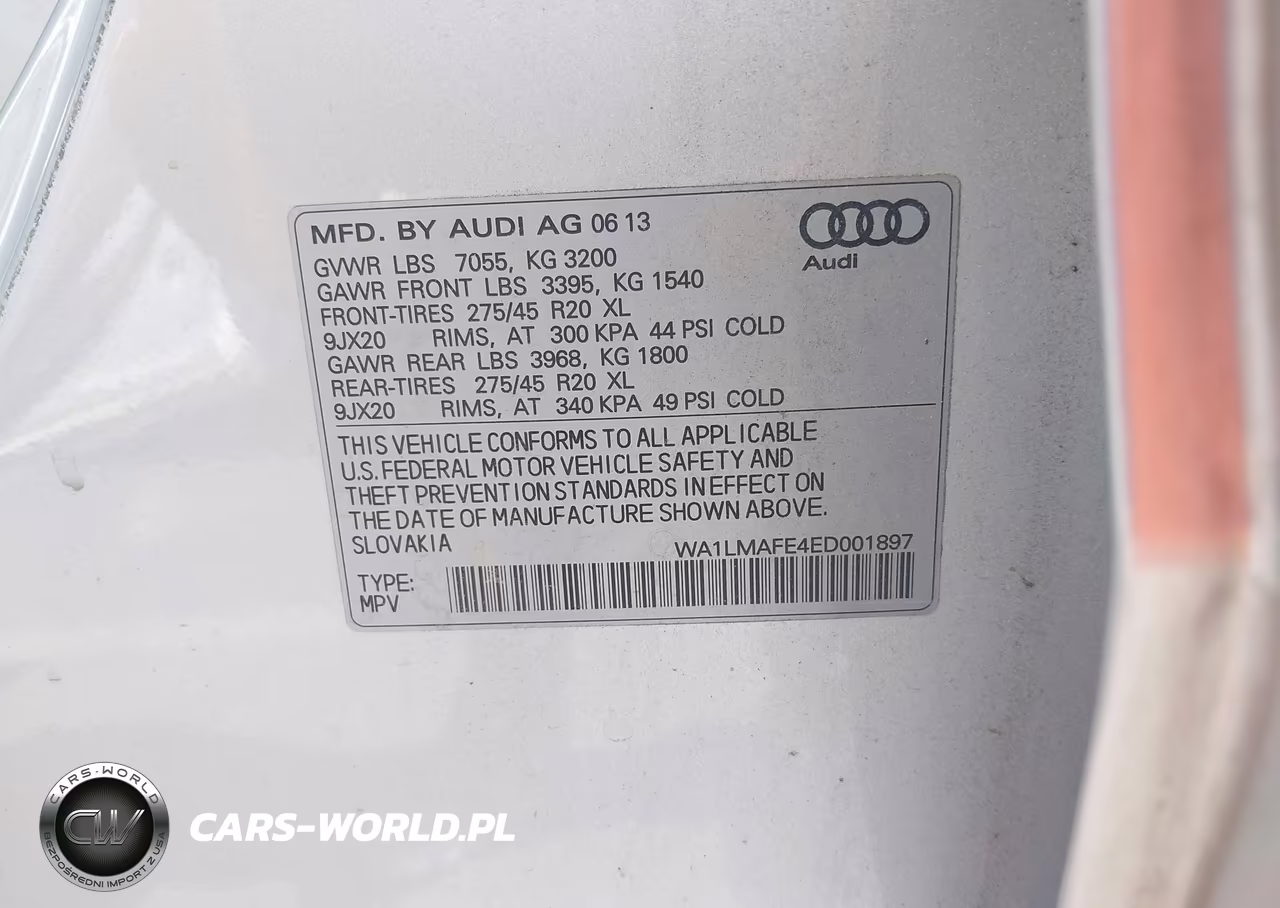 2014 Audi Q7 3.0 Tdi Premium VIN:WA1LMAFE4ED001897 - 9