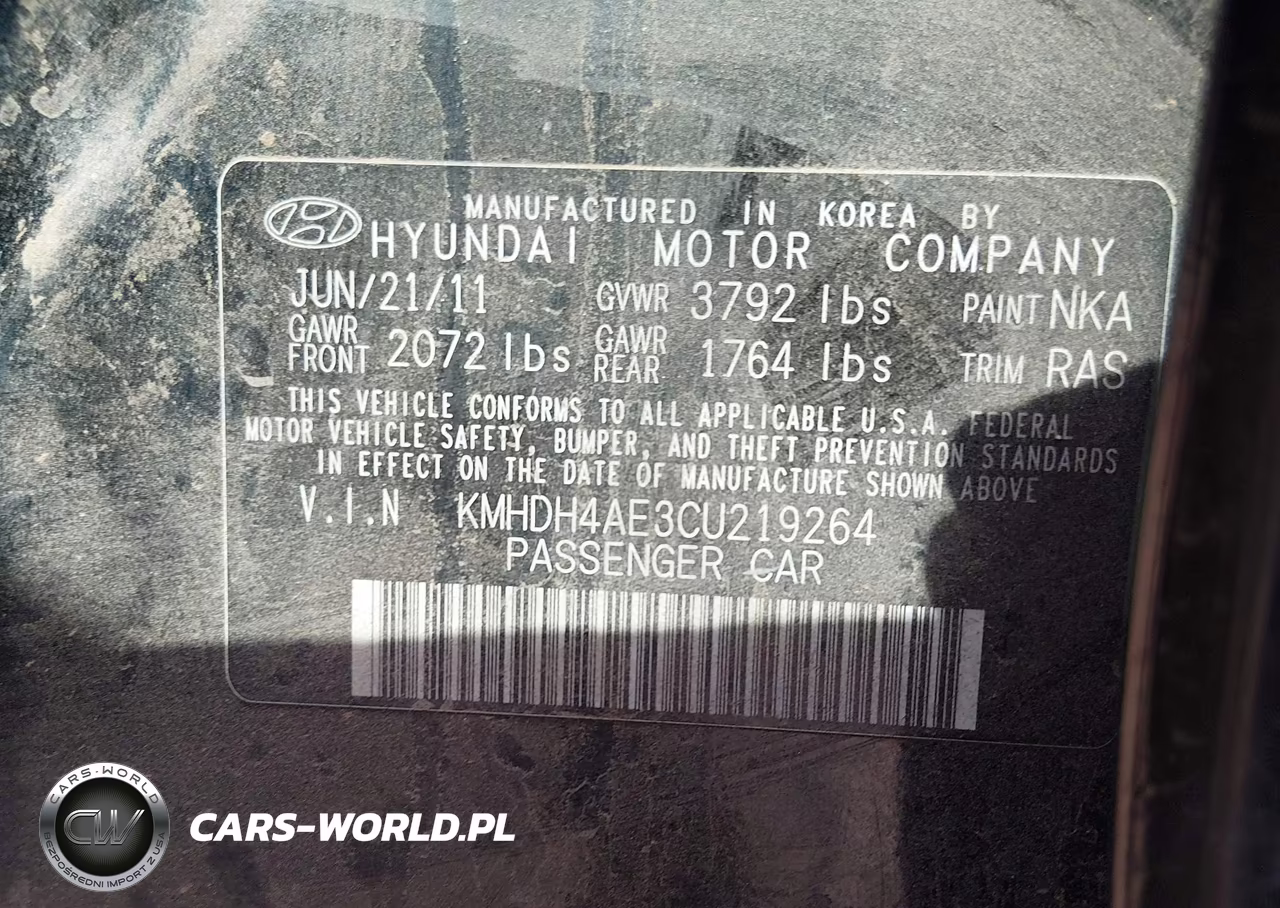 2012 Hyundai Elantra Gls (Ulsan Plant) VIN:KMHDH4AE3CU219264 - 9