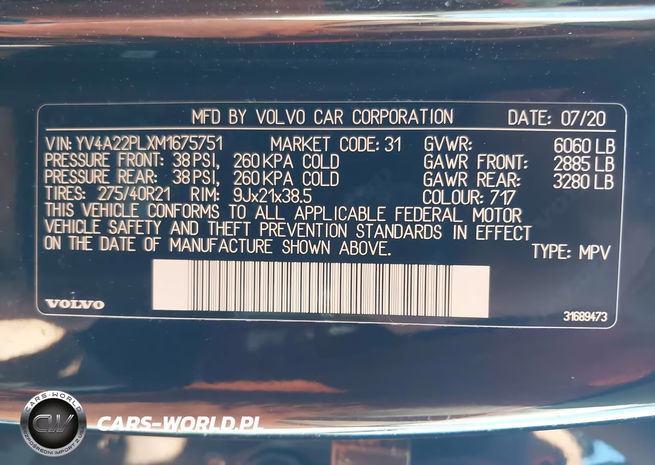 2021 Volvo Xc90 T6 Inscription 7 Passenger VIN:YV4A22PLXM1675751 - 9