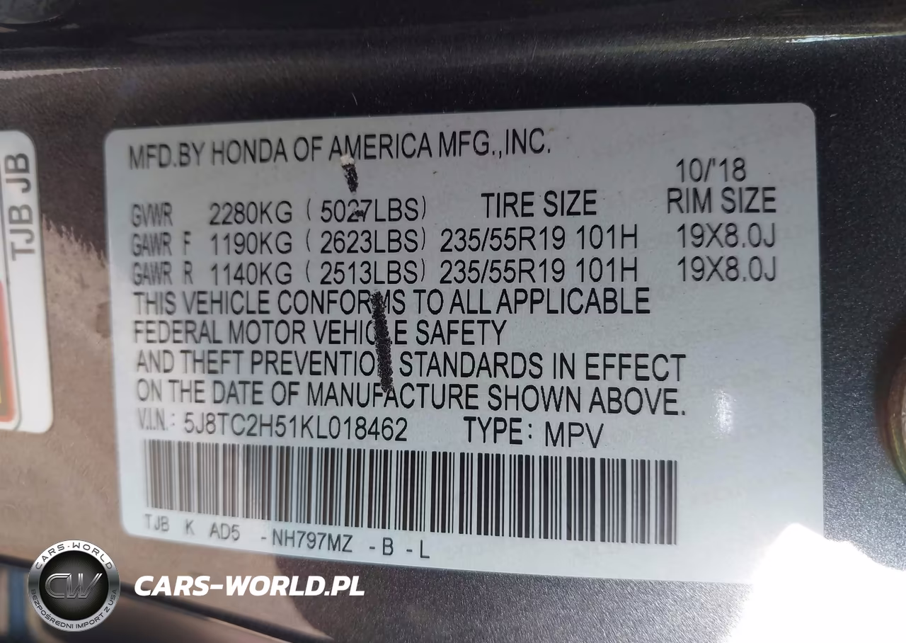 2019 Acura Rdx Technology Package VIN:5J8TC2H51KL018462 - 9