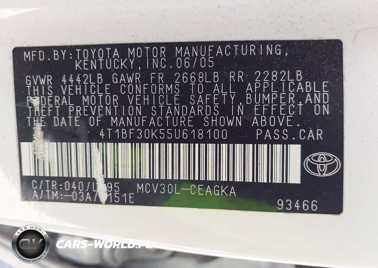 2005 Toyota Camry Xle V6 VIN:4T1BF30K55U618100 - 9