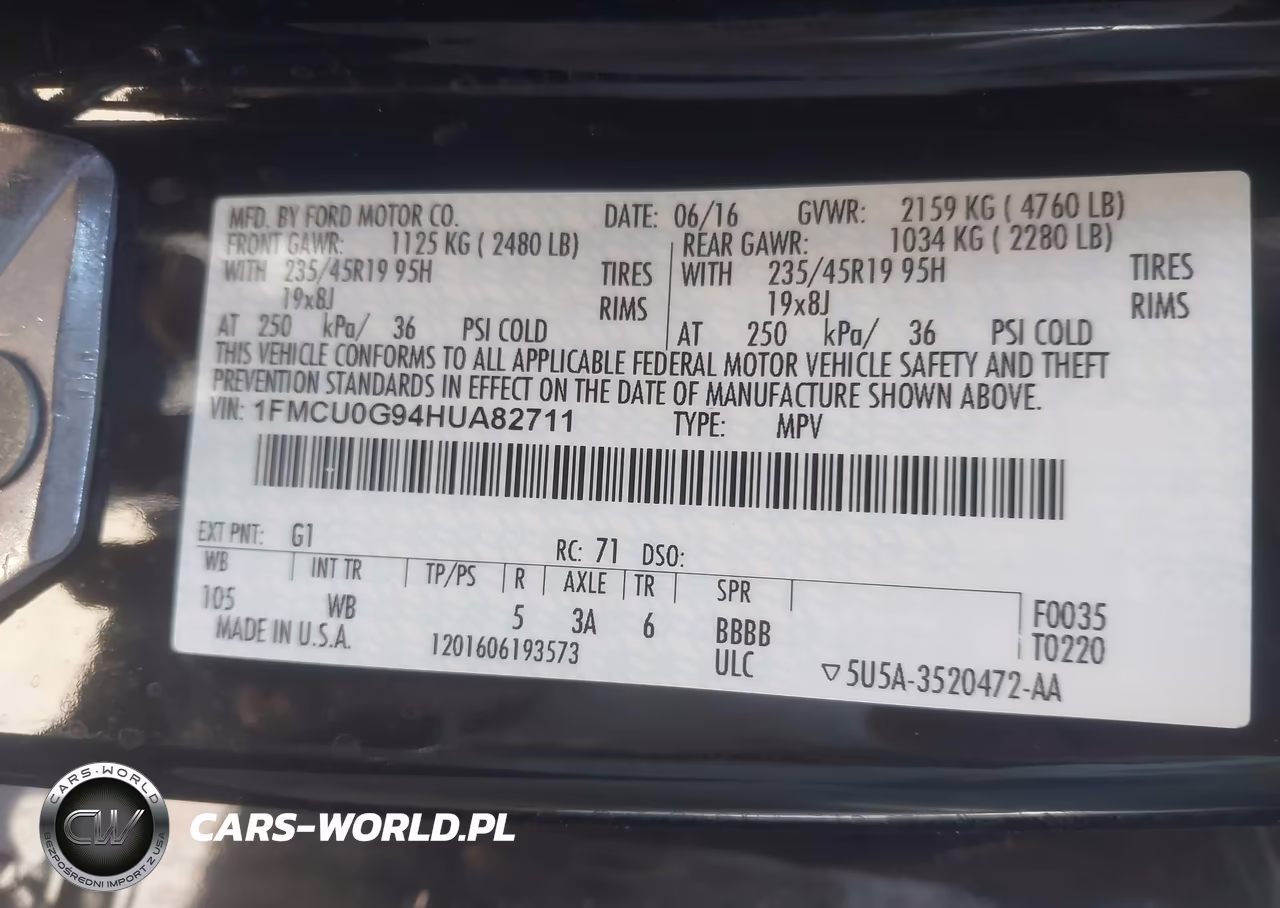 2017 Ford Escape Se VIN:1FMCU0G94HUA82711 - 9