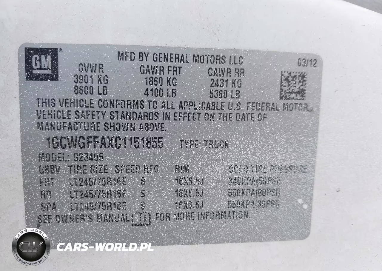 2012 Chevrolet Express 2500 Work Van VIN:1GCWGFFAXC1151855 - 9