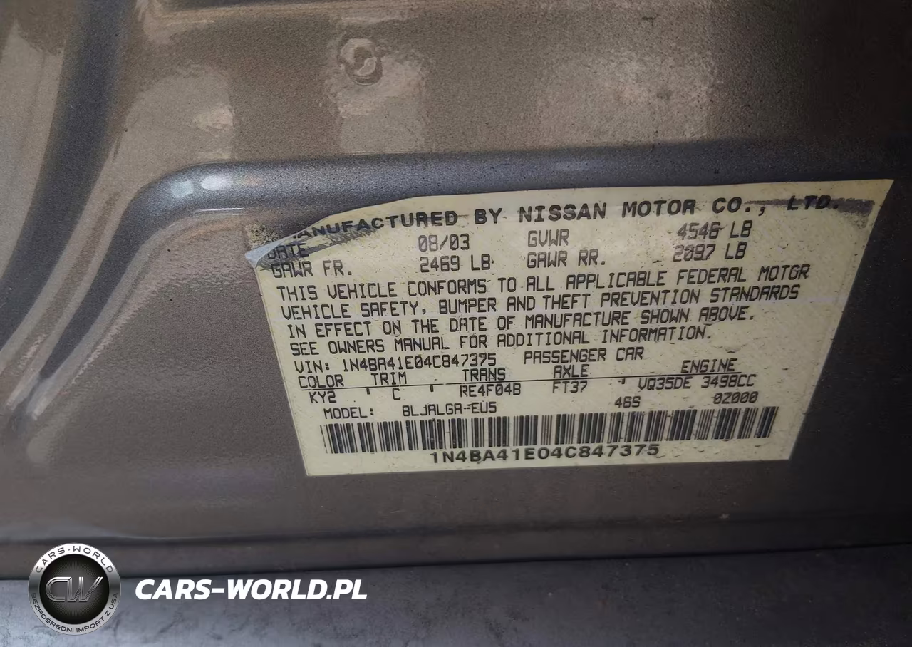 2004 Nissan Maxima 3.5 Sl VIN:1N4BA41E04C847375 - 9