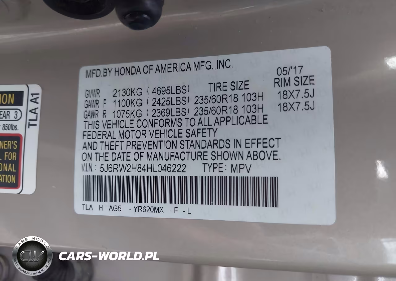 2017 Honda Cr-V Ex-L-Ex-L Navi VIN:5J6RW2H84HL046222 - 9