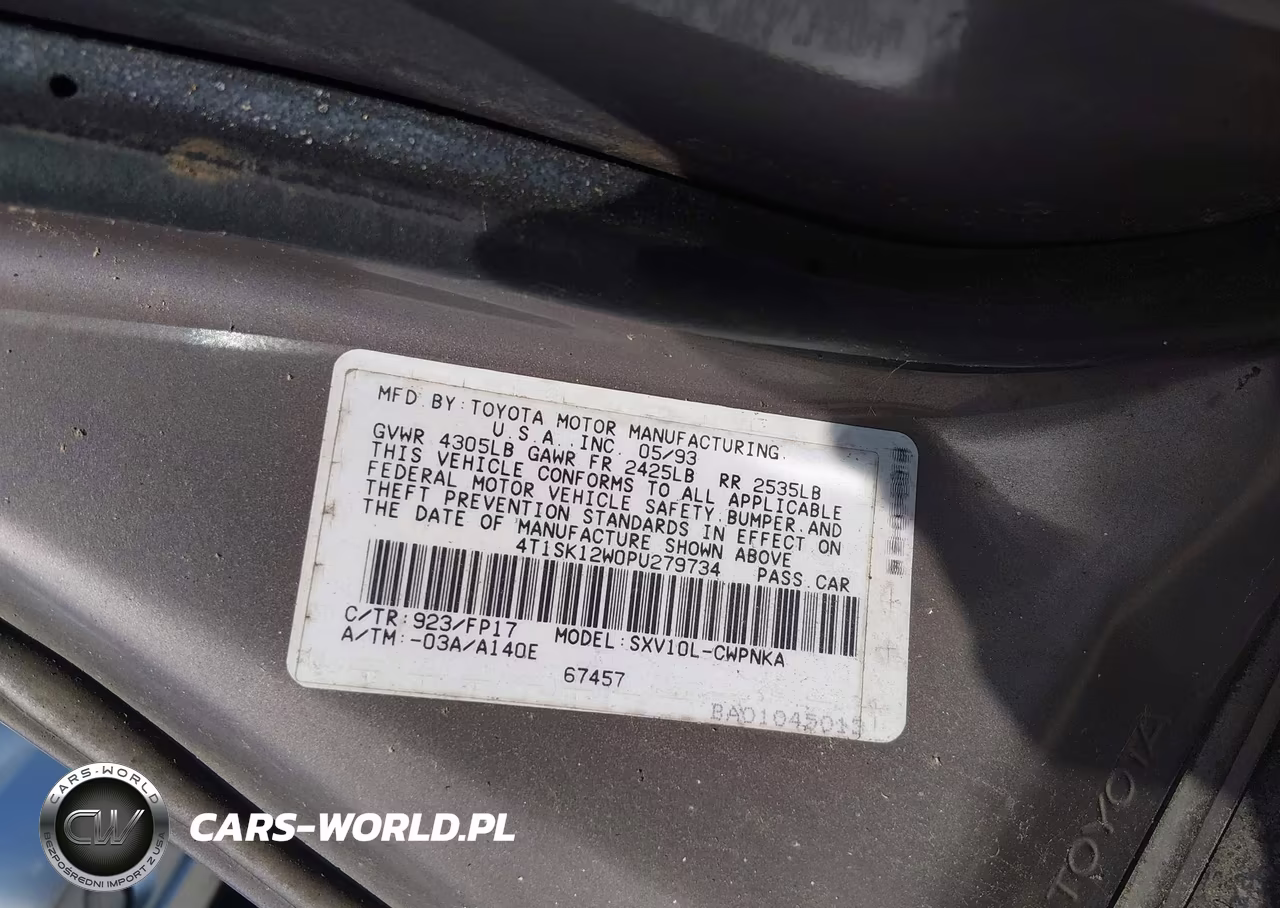 1993 Toyota Camry Le VIN:4T1SK12W0PU279734 - 9