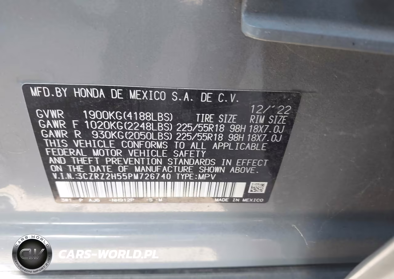 2023 Honda Hr-V Awd Sport VIN:3CZRZ2H55PM726740 - 9