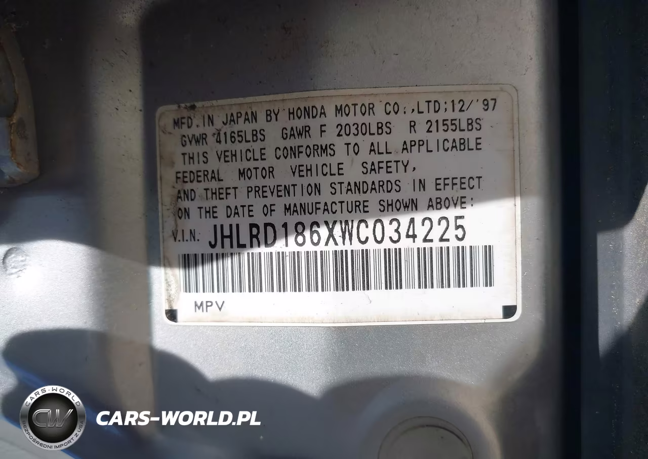 1998 Honda Cr-V Ex VIN:JHLRD186XWC034225 - 9