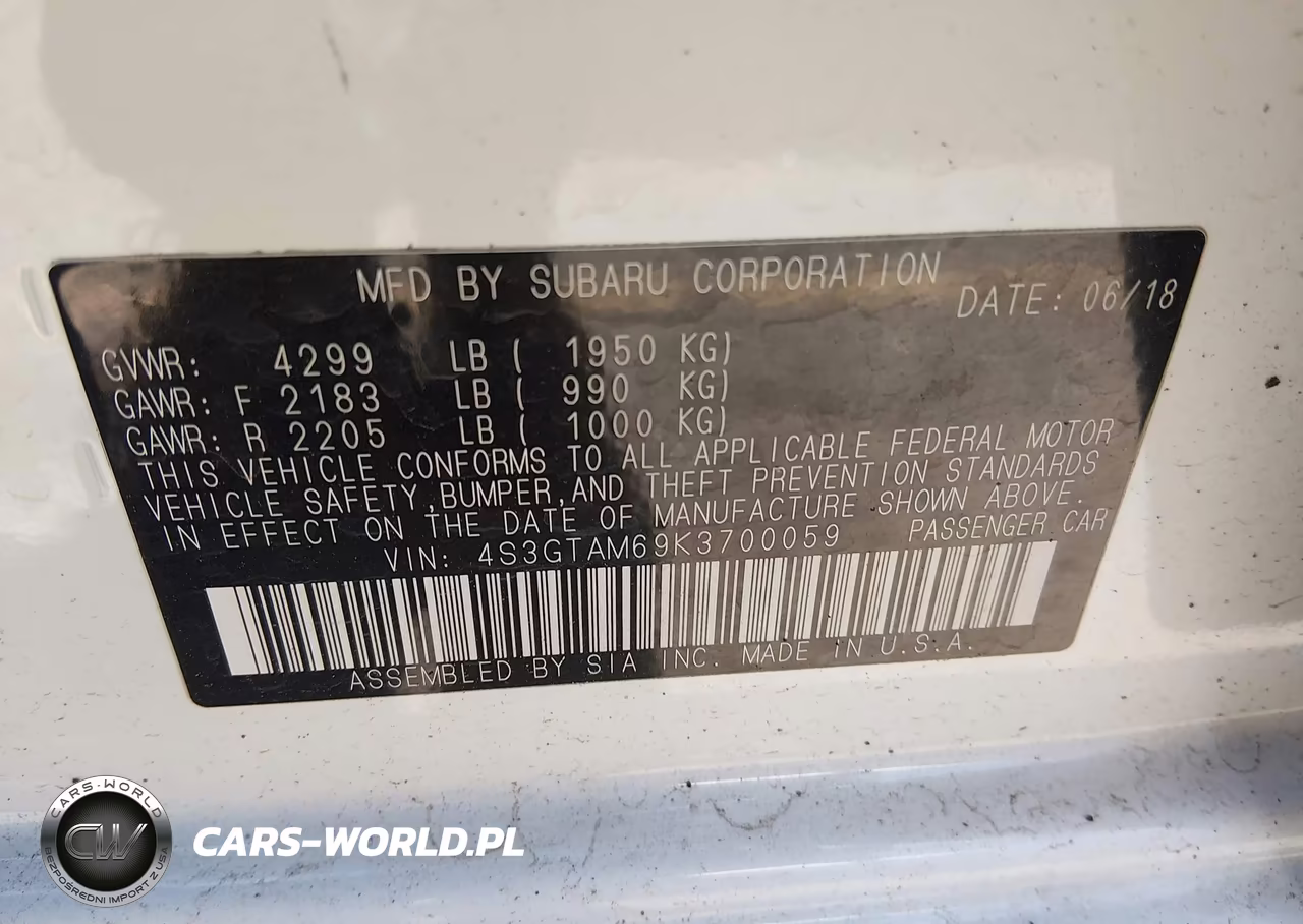 2019 Subaru Impreza 2.0I Sport VIN:4S3GTAM69K3700059 - 9