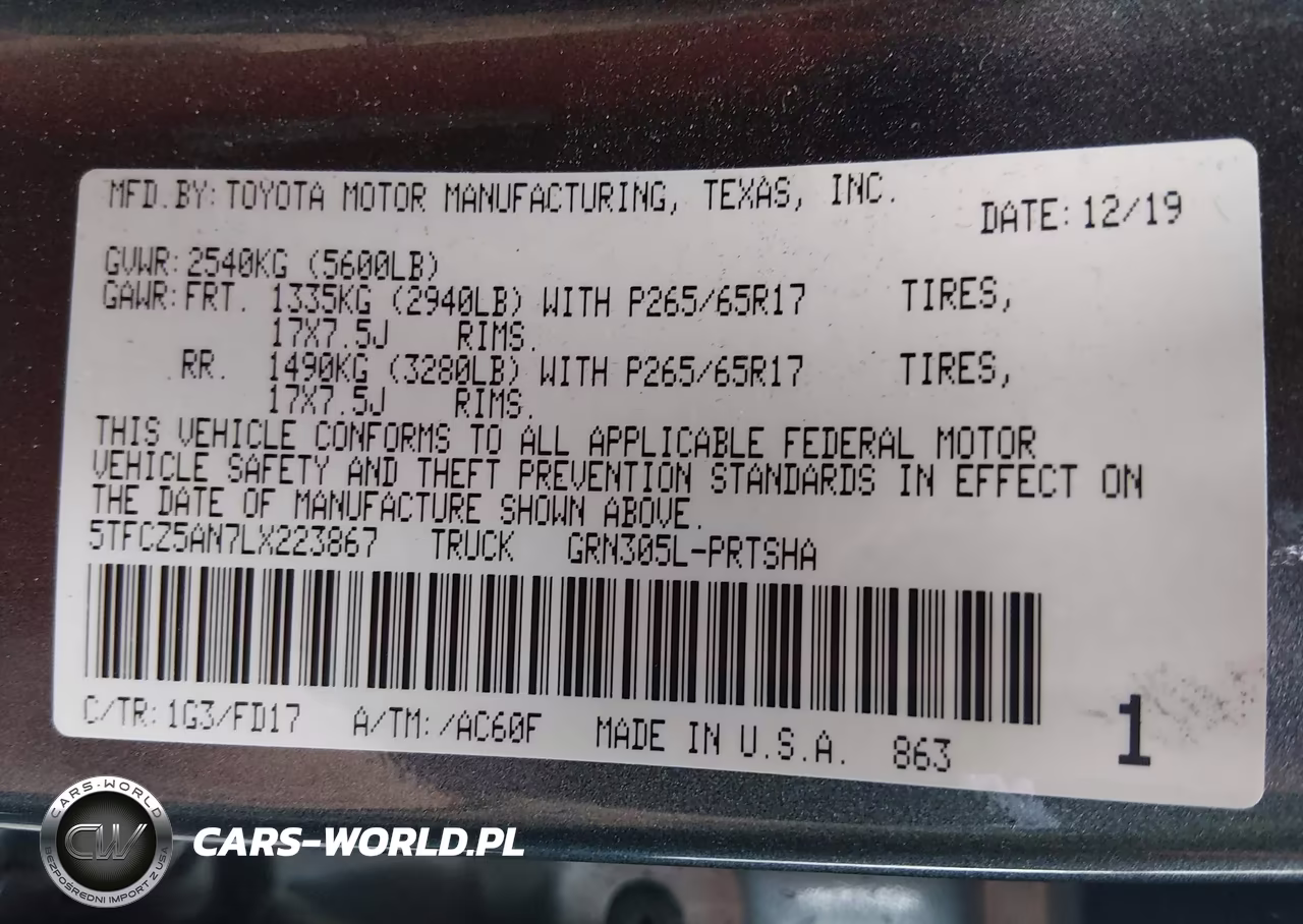 2020 Toyota Tacoma Trd Sport VIN:5TFCZ5AN7LX223867 - 9
