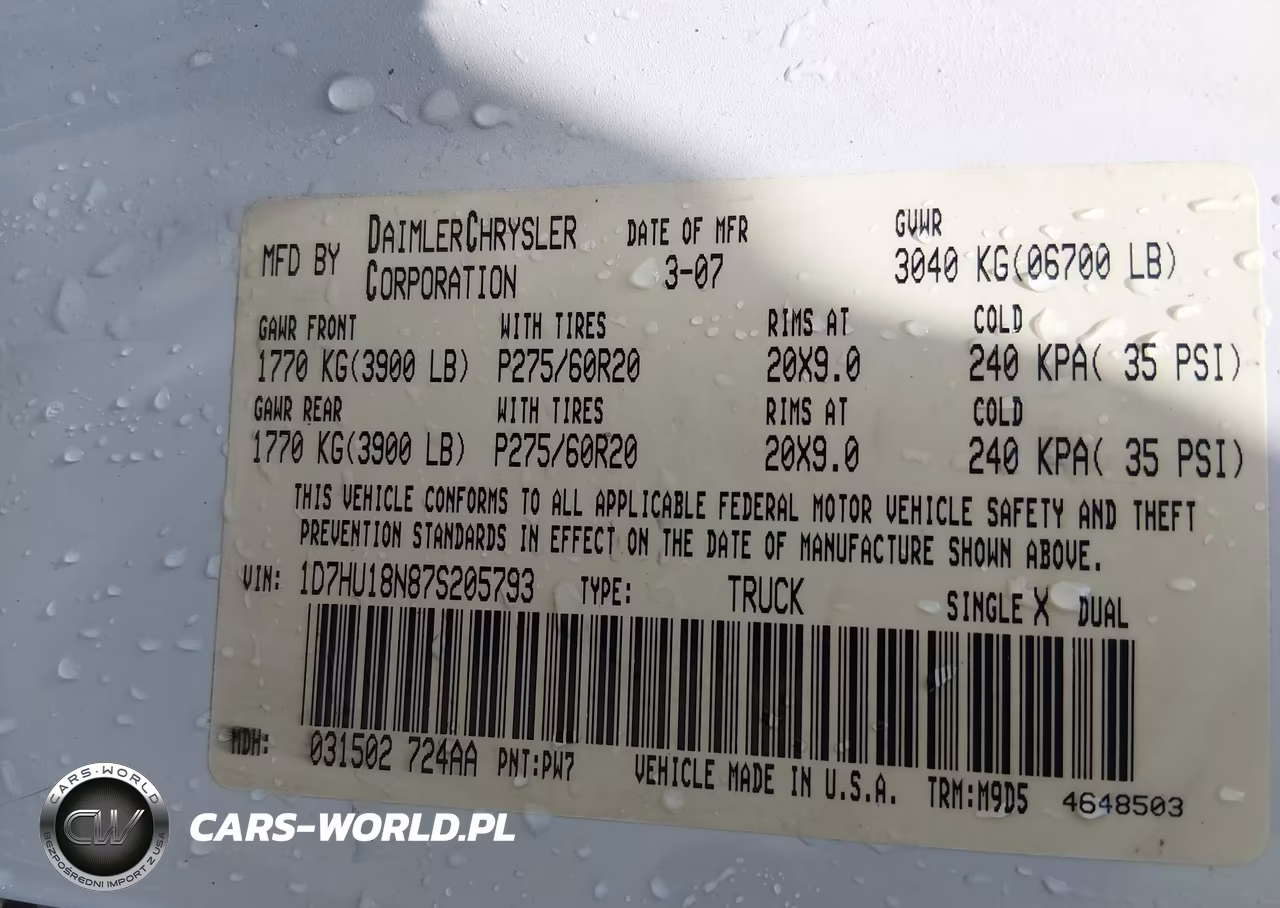 2007 Dodge Ram 1500 St-Slt VIN:1D7HU18N87S205793 - 9