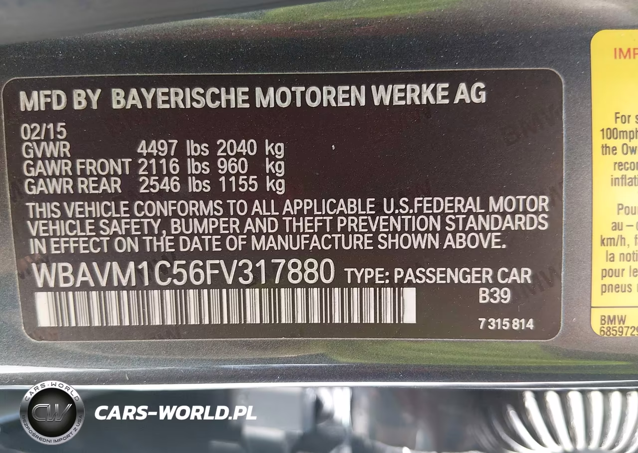 2015 BMW X1 Sdrive28I VIN:WBAVM1C56FV317880 - 9