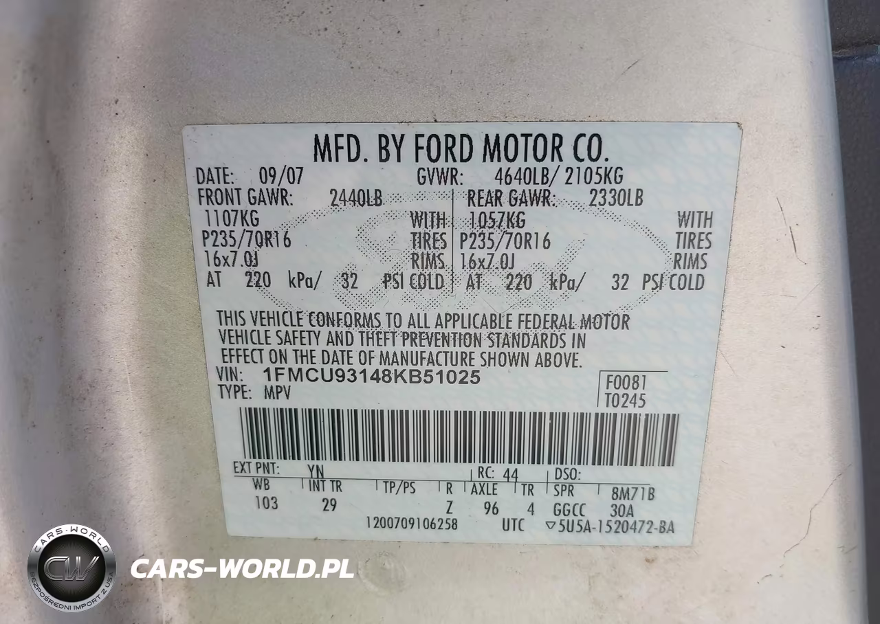 2008 Ford Escape Xlt VIN:1FMCU93148KB51025 - 9