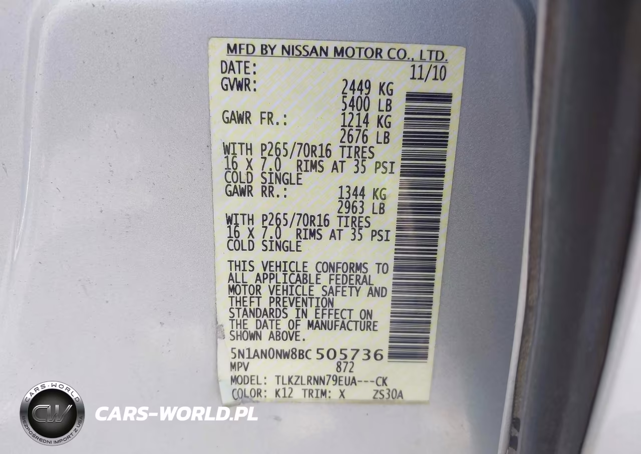 2011 Nissan Xterra S VIN:5N1AN0NW8BC505736 - 9