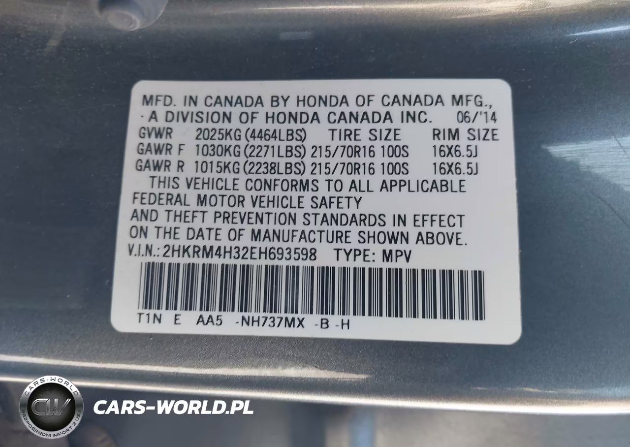 2014 Honda Cr-V Lx VIN:2HKRM4H32EH693598 - 9