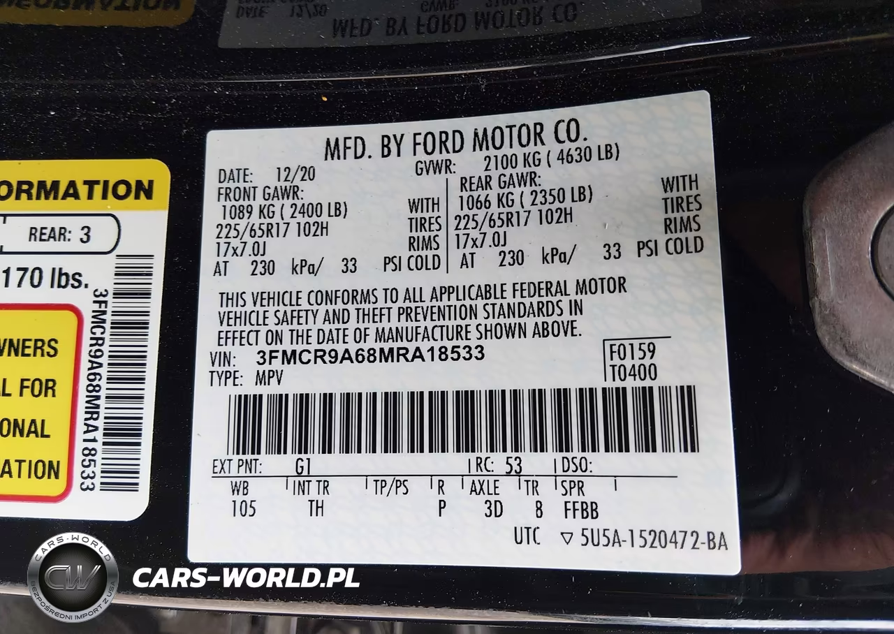 2021 Ford Bronco Sport VIN:3FMCR9A68MRA18533 - 9