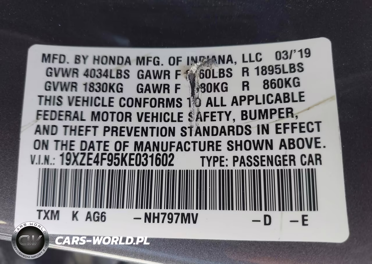 2019 Honda Insight Touring VIN:19XZE4F95KE031602 - 9