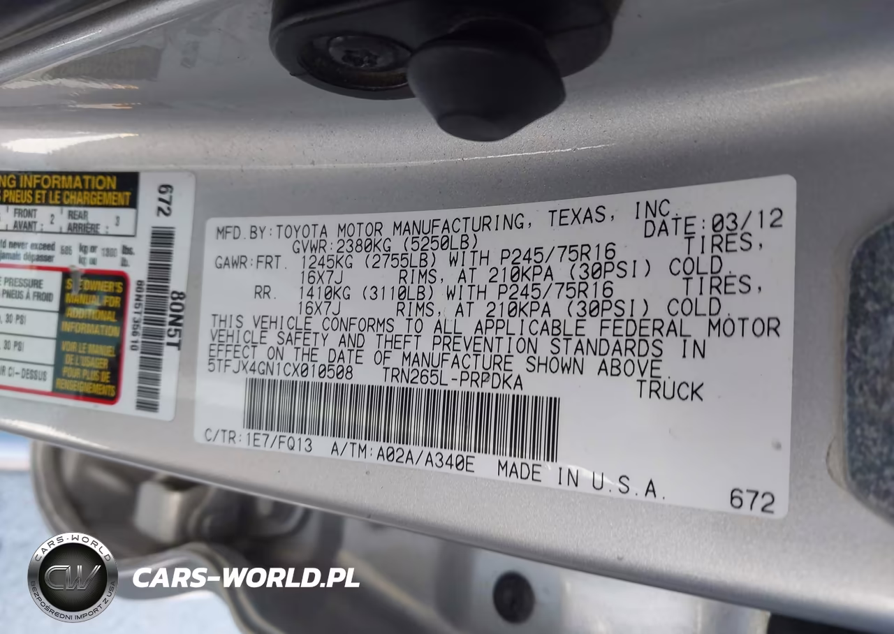 2012 Toyota Tacoma Prerunner VIN:5TFJX4GN1CX010508 - 9
