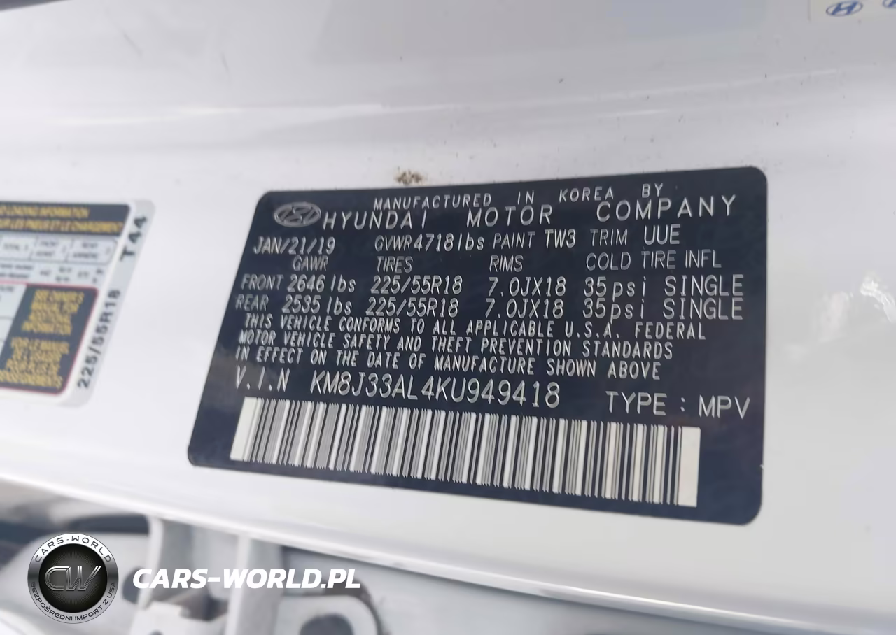 2019 Hyundai Tucson Sel VIN:KM8J33AL4KU949418 - 9