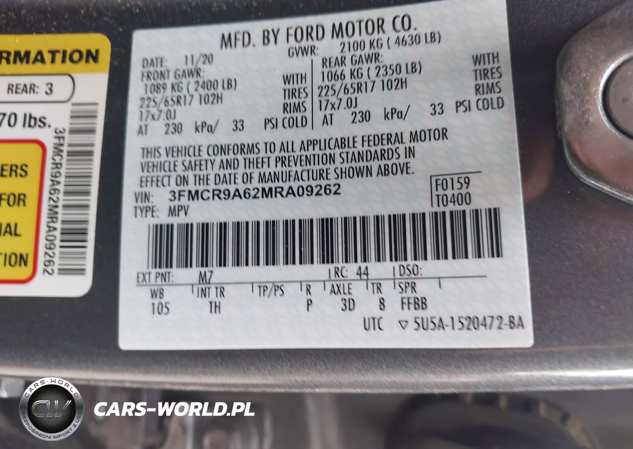 2021 Ford Bronco Sport VIN:3FMCR9A62MRA09262 - 9