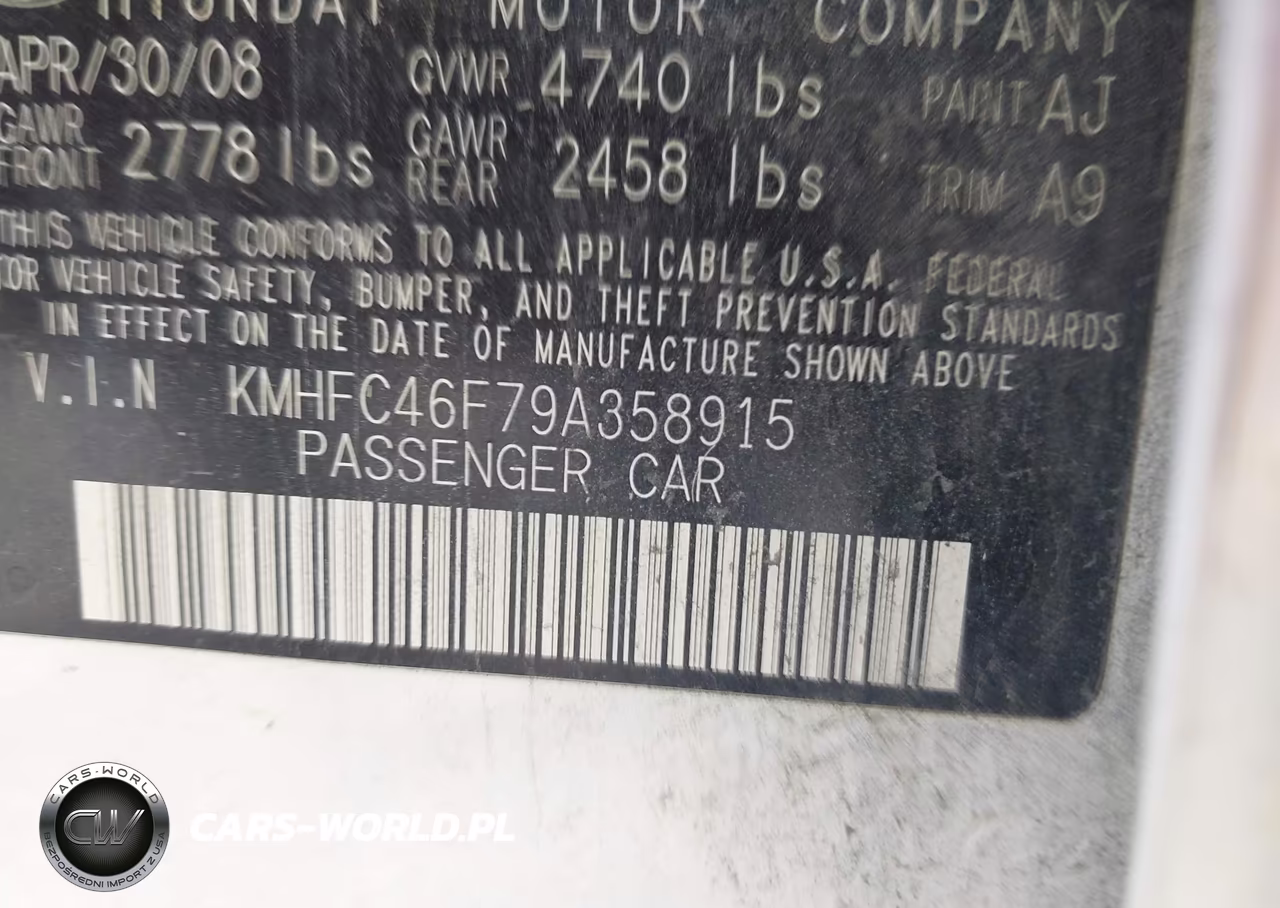 2009 Hyundai Azera Limited VIN:KMHFC46F79A358915 - 9
