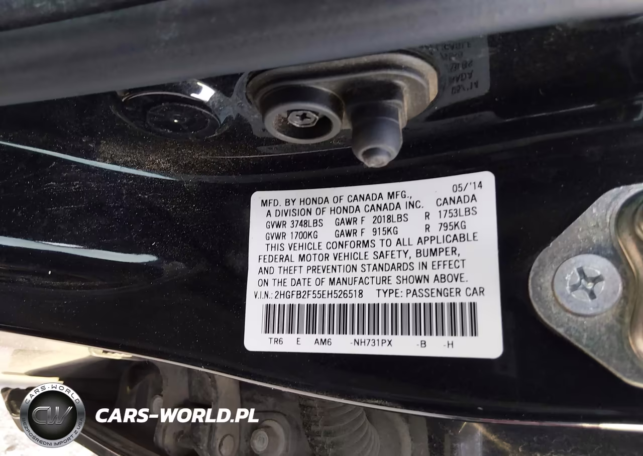 2014 Honda Civic Lx VIN:2HGFB2F55EH526518 - 9