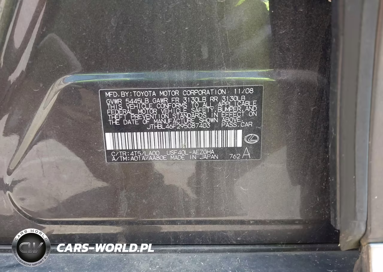 2009 Lexus Ls 460 VIN:JTHBL46F295087403 - 9