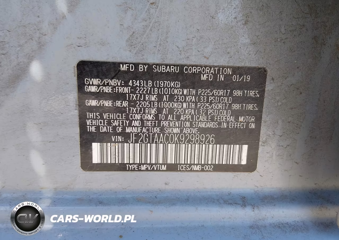 2019 Subaru Crosstrek 2.0I VIN:JF2GTAAC0K9298926 - 9