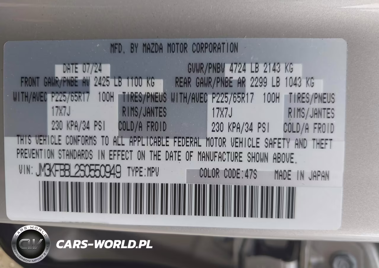 2025 Mazda Cx-5 2.5 S Select VIN:JM3KFBBL2S0550949 - 9